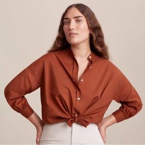 EVERLANE Collarless Air Shirt in Tortoise Shell Size 2